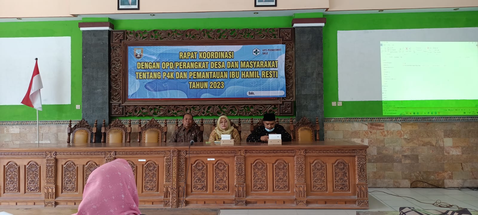 RAPAT KOORDINASI DENGAN OPD/PERANGKAT DESA DAN MASYARAKAT TENTANG P4K DAN PEMANTAUAN IBU HAMIL RESTI TAHUN 2023